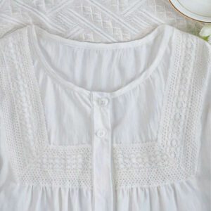 Blouse blanche à manches longues avec bordure en dentelle pour femmes, tenue de vacances élégante et décontractée