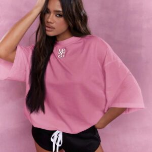 MISSGUIDED T-shirt surdimensionné à col rond et logo brodé