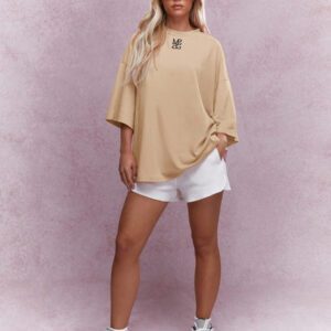 MISSGUIDED T-shirt surdimensionné à col rond et logo brodé