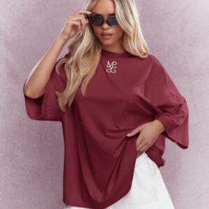 MISSGUIDED T-shirt surdimensionné à col rond et logo brodé