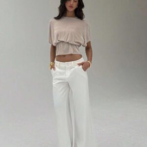 Aloruh Top de t-shirt tricoté avec fil métallique élégant pour le déplacement