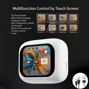 Version améliorée 2024 Écouteurs Bluetooth sans fil avec écran tactile, double microphones, longue durée de vie de la batterie, faible latence et annulation active du bruit (ANC), convient pour le bureau, les entraînements, les études et les cadeaux