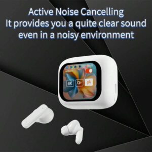 Version améliorée 2024 Écouteurs Bluetooth sans fil avec écran tactile, double microphones, longue durée de vie de la batterie, faible latence et annulation active du bruit (ANC), convient pour le bureau, les entraînements, les études et les cadeaux