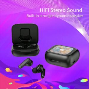 Version améliorée 2024 Écouteurs Bluetooth sans fil avec écran tactile, double microphones, longue durée de vie de la batterie, faible latence et annulation active du bruit (ANC), convient pour le bureau, les entraînements, les études et les cadeaux