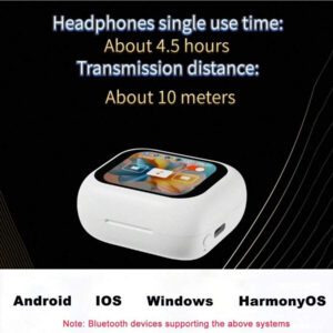 Version améliorée 2024 Écouteurs Bluetooth sans fil avec écran tactile, double microphones, longue durée de vie de la batterie, faible latence et annulation active du bruit (ANC), convient pour le bureau, les entraînements, les études et les cadeaux