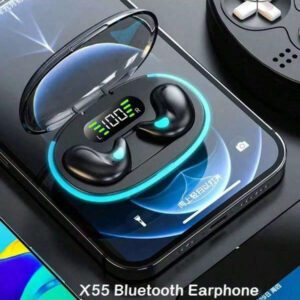 X55 Écouteurs intra-auriculaires sans fil pour le sommeil Mini casques Bluetooth TWS pour le travail Écouteurs stéréo cachés avec micro Appels HD Étanche 150mAh