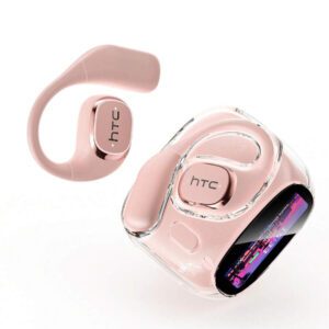 HTC Casque de traduction sans fil HTC NE11 AI prenant en charge la traduction de 134 langues, écran tactile HD, confortable à porter, stable sans tomber, amélioration de la basse panoramique, autonomie de 30 heures, puce sans fil améliorée 6.0