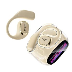 HTC Casque de traduction sans fil HTC NE11 AI prenant en charge la traduction de 134 langues, écran tactile HD, confortable à porter, stable sans tomber, amélioration de la basse panoramique, autonomie de 30 heures, puce sans fil améliorée 6.0