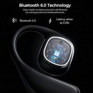 HTC Casque de traduction sans fil HTC NE11 AI prenant en charge la traduction de 134 langues, écran tactile HD, confortable à porter, stable sans tomber, amélioration de la basse panoramique, autonomie de 30 heures, puce sans fil améliorée 6.0