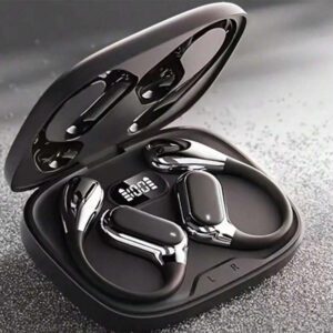 Écouteurs sans fil, écouteurs sans fil Bluetooth 5.4, sans fil pour la course, avec microphone anti-bruit ENC, casque circum-aural à graves 3D profonds, écouteurs de sport avec crochets d'oreille, compatible avec iOS/Android