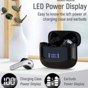 Tagry X15 Écouteurs intra-auriculaires Bluetooth 5.3 avec 60 h d'autonomie, affichage de la batterie à LED, microphone pour téléphone portable, jeux, ordinateur portable, sport