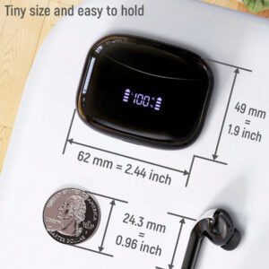 Tagry X15 Écouteurs intra-auriculaires Bluetooth 5.3 avec 60 h d'autonomie, affichage de la batterie à LED, microphone pour téléphone portable, jeux, ordinateur portable, sport