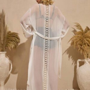 Bóhologie Robe de plage longue d'été avec détails en dentelle, style bohème