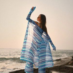 Anewsta cache-maillot et pantalon rayés en kimono pour vacances à la plage pour femmes