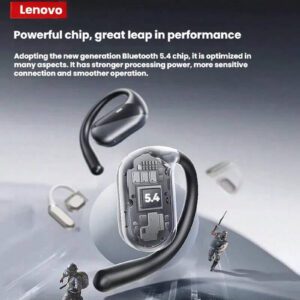 Lenovo Écouteurs Bluetooth open-ear EA340, convenant aux sports, course, jeux, musique, compatibles avec les téléphones Apple, Huawei, Xiaomi, Bluetooth 5.4 avec une longue autonomie et une faible latence, couleur noire