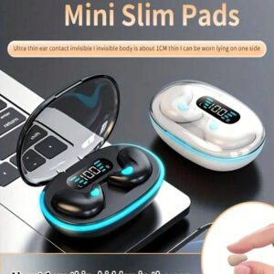 X55 Écouteurs sans fil ultra-minces, 35 heures de temps de jeu, design incliné latéral confortable pour le sommeil, capacité de batterie de 150 mAh, contrôle tactile, appels stéréo haute définition - Écouteurs intra-auriculaires antibruit pour les sports, les salles de sport, les voyages et le travail