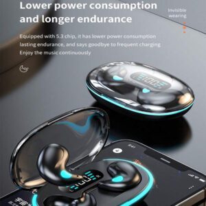 X55 Écouteurs sans fil ultra-minces, 35 heures de temps de jeu, design incliné latéral confortable pour le sommeil, capacité de batterie de 150 mAh, contrôle tactile, appels stéréo haute définition - Écouteurs intra-auriculaires antibruit pour les sports, les salles de sport, les voyages et le travail
