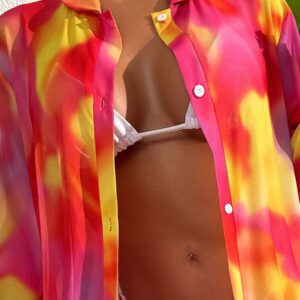 SHEIN Swim Couvre-tout casual lâche et tie-dye dégradé pour femmes, idéal pour les vacances printemps et été 2025