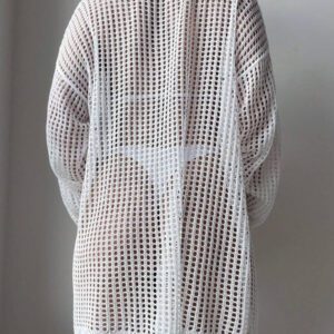 SHEIN Swim Kimono long femme à manches longues avec épaules tombantes, couleur unie, cache-maillot de plage