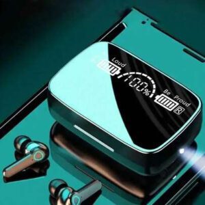Écouteurs miroir sans fil Bluetooth, contrôle tactile, intra-auriculaires, anti-bruit, lumière LED, lampe de poche