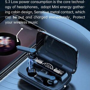 Écouteurs miroir sans fil Bluetooth, contrôle tactile, intra-auriculaires, anti-bruit, lumière LED, lampe de poche