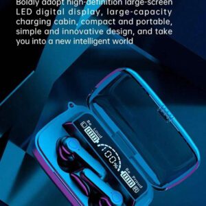 Écouteurs miroir sans fil Bluetooth, contrôle tactile, intra-auriculaires, anti-bruit, lumière LED, lampe de poche