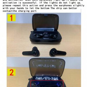 Écouteurs miroir sans fil Bluetooth, contrôle tactile, intra-auriculaires, anti-bruit, lumière LED, lampe de poche