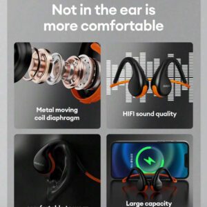 Lenovo Écouteurs Bluetooth Lenovo X7 avec annulation du bruit, conduction osseuse, design à crochet d'oreille pour le sport, la course, le cyclisme, une autonomie extra longue, une faible latence, à écouteurs ouverts, sans fil, compatibles avec les smartphones dont