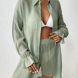 Kimono À Manche Évasée À Bouton