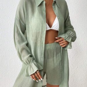 Kimono À Manche Évasée À Bouton
