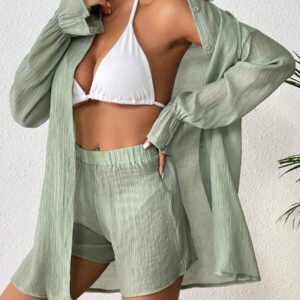 Kimono À Manche Évasée À Bouton