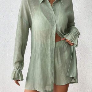Kimono À Manche Évasée À Bouton