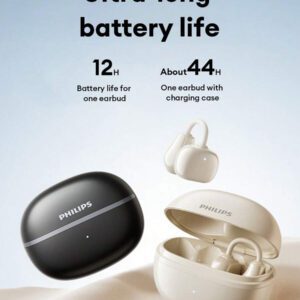 PHILIPS Casque Bluetooth PHILIPS TAQ2020, audio directionnel intra-auriculaire, effet sonore dynamique 360°, aigus et graves clairs, faible latence, convient pour la course et les sports, annulation du bruit, casque sans fil à port ouvert pour smartphones et ordinateurs