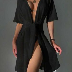 Kimono Unicolore À Nœud