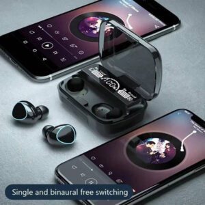 Écouteurs Bluetooth TWS mains libres avec affichage LED, écouteurs Bluetooth audio stéréo Hi-Fi, écouteurs sans fil étanches pour jeux, 400mAh