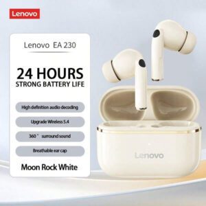 Lenovo Écouteurs sans fil mini Lenovo EA230 Véritable sans fil, Bluetooth 5.4, écouteurs gaming à faible latence, contrôle tactile, longue durée de vie de la batterie, voix HD avec micro réduction de bruit, écouteurs sans fil intra-auriculaires