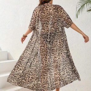Robe de plage smock sexy et à imprimé léopard pour femmes, style vacances décontracté