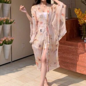 Dazy Designer Cardigan long et coloré pour femme avec un sens du design pour l'été