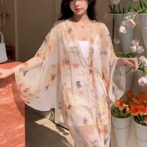 Dazy Designer Cardigan long et coloré pour femme avec un sens du design pour l'été