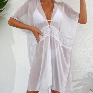 SHEIN Swim Kimono cardigan transparent de couleur unie pour l'été