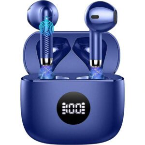 Écouteurs sans fil, écouteurs Bluetooth 5.3 avec affichage LED de la puissance, casque stéréo à graves, écouteurs intra-auriculaires avec microphone antibruit, lecture de 40H, étui mini IP7 étanche, écouteurs de sport pour Android et iOS