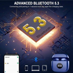 Écouteurs sans fil, écouteurs Bluetooth 5.3 avec affichage LED de la puissance, casque stéréo à graves, écouteurs intra-auriculaires avec microphone antibruit, lecture de 40H, étui mini IP7 étanche, écouteurs de sport pour Android et iOS