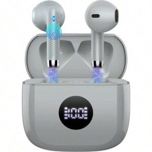 Écouteurs sans fil, écouteurs Bluetooth 5.3 avec affichage LED de la puissance, casque stéréo à graves, écouteurs intra-auriculaires avec microphone antibruit, lecture de 40H, étui mini IP7 étanche, écouteurs de sport pour Android et iOS