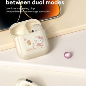 Sanrio Écouteurs Bluetooth Sanrio KUROMI EJ-116 nouvelle version, intra-auriculaires, mini, pour la course, le sport, le jeu, faible latence, graves puissants, très longue autonomie, haute qualité sonore Hi-Fi, commande tactile intelligente, écouteurs sans fil portables, compatibles avec les smartphones et tablettes