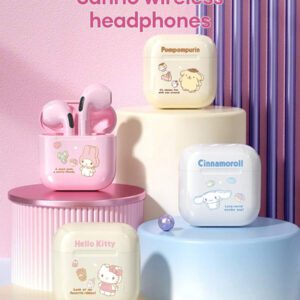 Sanrio Écouteurs Bluetooth Sanrio KUROMI EJ-116 nouvelle version, intra-auriculaires, mini, pour la course, le sport, le jeu, faible latence, graves puissants, très longue autonomie, haute qualité sonore Hi-Fi, commande tactile intelligente, écouteurs sans fil portables, compatibles avec les smartphones et tablettes