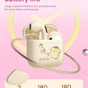 Sanrio Écouteurs Bluetooth Sanrio KUROMI EJ-116 nouvelle version, intra-auriculaires, mini, pour la course, le sport, le jeu, faible latence, graves puissants, très longue autonomie, haute qualité sonore Hi-Fi, commande tactile intelligente, écouteurs sans fil portables, compatibles avec les smartphones et tablettes