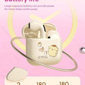 Sanrio Écouteurs Bluetooth Sanrio KUROMI EJ-116 nouvelle version, intra-auriculaires, mini, pour la course, le sport, le jeu, faible latence, graves puissants, très longue autonomie, haute qualité sonore Hi-Fi, commande tactile intelligente, écouteurs sans fil portables, compatibles avec les smartphones et tablettes