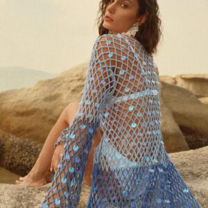 Anewsta Kimono cache-maillot ajourée séquinée pour femmes, idéal pour les vacances d'été à la plage