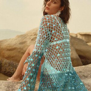 Anewsta Kimono cache-maillot ajourée séquinée pour femmes, idéal pour les vacances d'été à la plage