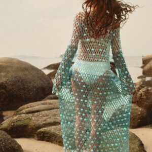 Anewsta Kimono cache-maillot ajourée séquinée pour femmes, idéal pour les vacances d'été à la plage